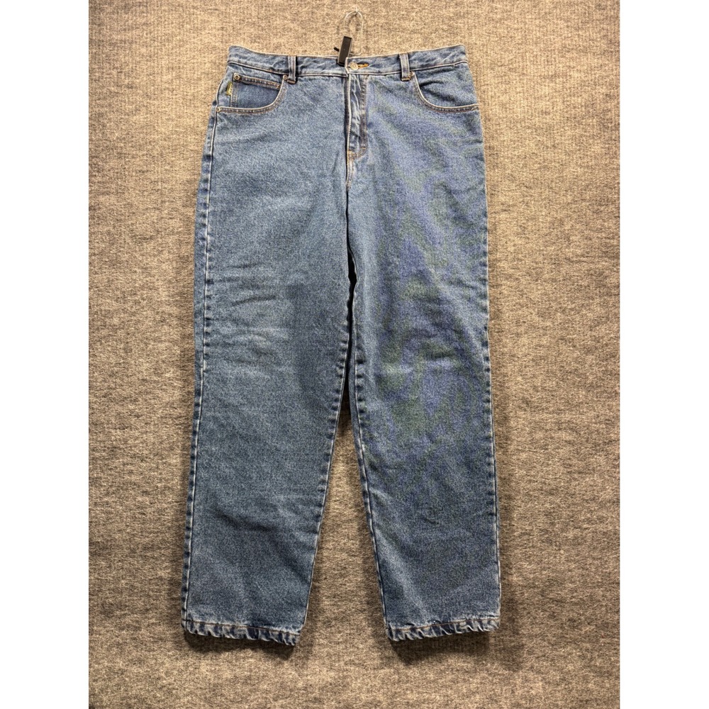 Cabelas Casuals Flannel Lined Jeans Womens 14 Reg Blue Denim Snowflake Lining